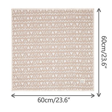 Women's Geometric Printed Linen Scarves Lace Trim Square Headscarf Neckerchief