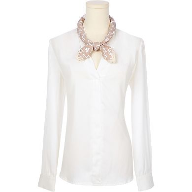 Women's Geometric Printed Linen Scarves Lace Trim Square Headscarf Neckerchief