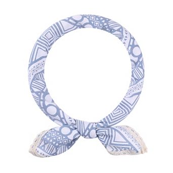 Women's Geometric Printed Linen Scarves Lace Trim Square Headscarf Neckerchief