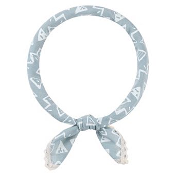 Women's Geometric Printed Linen Scarves Lace Trim Square Headscarf Neckerchief