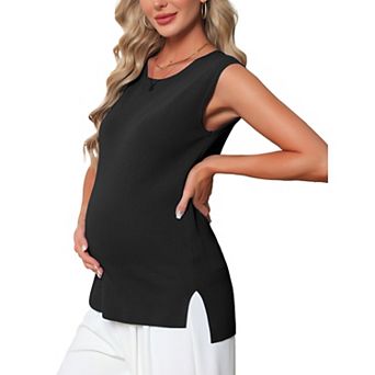 Women's Maternity Spring Top Pullover Tops Basic Ribbed Knit Slim Fitted Casual Shirts