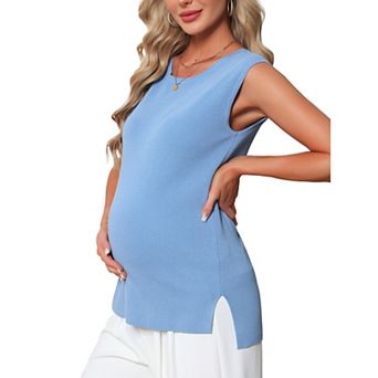 Women's Maternity Spring Top Pullover Tops Basic Ribbed Knit Slim Fitted Casual Shirts