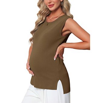 Women's Maternity Spring Top Pullover Tops Basic Ribbed Knit Slim Fitted Casual Shirts