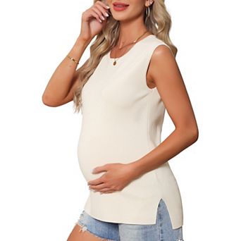 Women's Maternity Spring Top Pullover Tops Basic Ribbed Knit Slim Fitted Casual Shirts