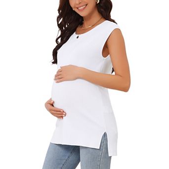 Women's Maternity Spring Top Pullover Tops Basic Ribbed Knit Slim Fitted Casual Shirts
