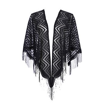Shawls and Wraps for Women Lace Mesh Fringe Triangle Scarves for Wedding Formal Party