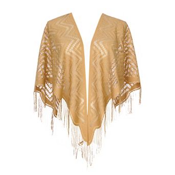 Shawls and Wraps for Women Lace Mesh Fringe Triangle Scarves for Wedding Formal Party