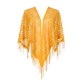 Shawls and Wraps for Women Lace Mesh Fringe Triangle Scarves for Wedding Formal Party