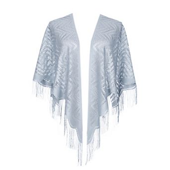 Shawls and Wraps for Women Lace Mesh Fringe Triangle Scarves for Wedding Formal Party