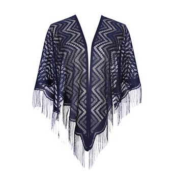 Shawls and Wraps for Women Lace Mesh Fringe Triangle Scarves for Wedding Formal Party