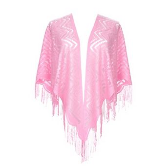 Shawls and Wraps for Women Lace Mesh Fringe Triangle Scarves for Wedding Formal Party