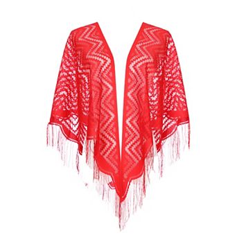 Shawls and Wraps for Women Lace Mesh Fringe Triangle Scarves for Wedding Formal Party