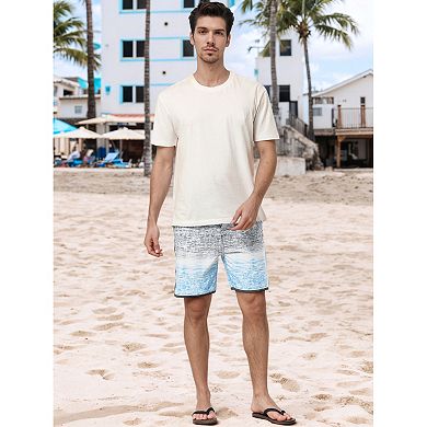 2 Packs Men's Summer Drawstring Elastic Waist Color Block Beach Shorts