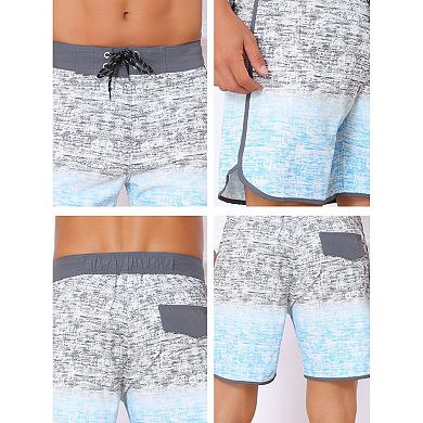 2 Packs Men's Summer Drawstring Elastic Waist Color Block Beach Shorts