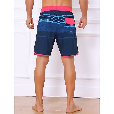 2 Packs Men's Summer Drawstring Waist Color Block Striped Board Shorts