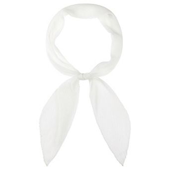 Women's Pleated Pure Chiffon Long Scarves Semi Sheer Hair Band Neck Scarf