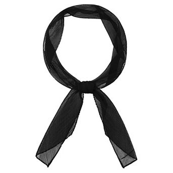 Women's Pleated Pure Chiffon Long Scarves Semi Sheer Hair Band Neck Scarf