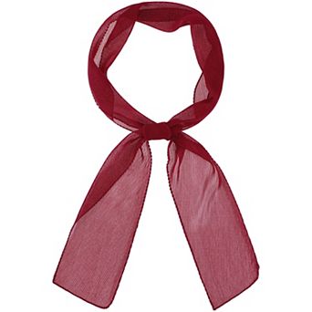 Women's Pleated Pure Chiffon Long Scarves Semi Sheer Hair Band Neck Scarf