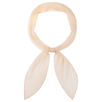 Women's Pleated Pure Chiffon Long Scarves Semi Sheer Hair Band Neck Scarf