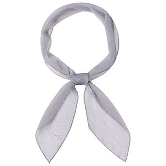 Women's Pleated Pure Chiffon Long Scarves Semi Sheer Hair Band Neck Scarf