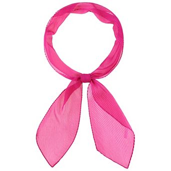 Women's Pleated Pure Chiffon Long Scarves Semi Sheer Hair Band Neck Scarf