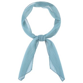 Women's Pleated Pure Chiffon Long Scarves Semi Sheer Hair Band Neck Scarf