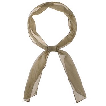 Women's Pleated Pure Chiffon Long Scarves Semi Sheer Hair Band Neck Scarf