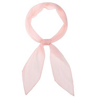 Women's Pleated Pure Chiffon Long Scarves Semi Sheer Hair Band Neck Scarf
