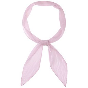 Women's Pleated Pure Chiffon Long Scarves Semi Sheer Hair Band Neck Scarf