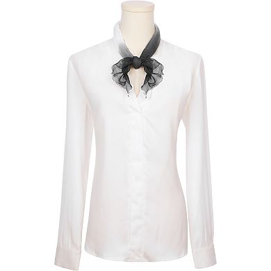 Women's Gradient Color Chiffon Small Square Scarf Ruffle Scarves Neckerchief