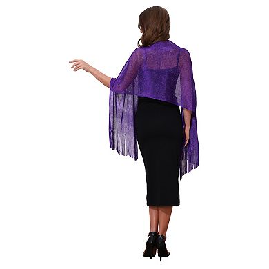 Women's Shawls and Wraps Sparkly Shiny Shimmer Dressy with Buckle