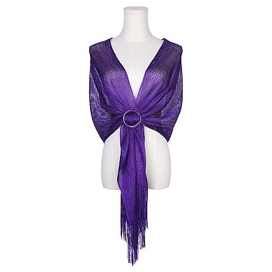Women's Shawls and Wraps Sparkly Shiny Shimmer Dressy with Buckle