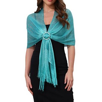 Women's Shawls and Wraps Sparkly Shiny Shimmer Dressy with Buckle