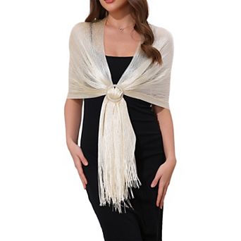 Women's Shawls and Wraps Sparkly Shiny Shimmer Dressy with Buckle