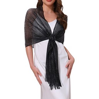 Women's Shawls and Wraps Sparkly Shiny Shimmer Dressy with Buckle