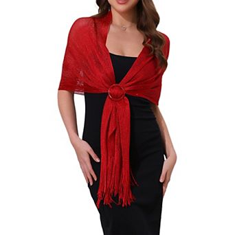 Women's Shawls and Wraps Sparkly Shiny Shimmer Dressy with Buckle