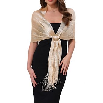Women's Shawls and Wraps Sparkly Shiny Shimmer Dressy with Buckle