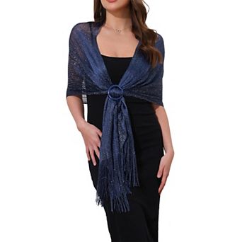 Women's Shawls and Wraps Sparkly Shiny Shimmer Dressy with Buckle