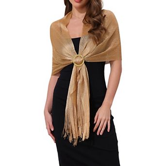 Women's Shawls and Wraps Sparkly Shiny Shimmer Dressy with Buckle