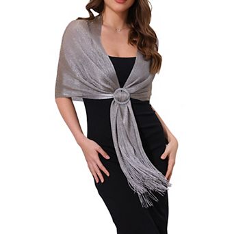 Women's Shawls and Wraps Sparkly Shiny Shimmer Dressy with Buckle