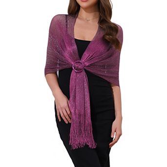 Women's Shawls and Wraps Sparkly Shiny Shimmer Dressy with Buckle