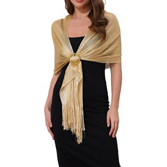 Women's Shawls and Wraps Sparkly Shiny Shimmer Dressy with Buckle