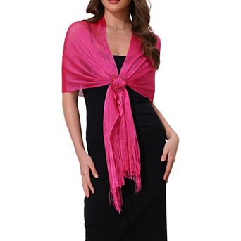 Women's Shawls and Wraps Sparkly Shiny Shimmer Dressy with Buckle
