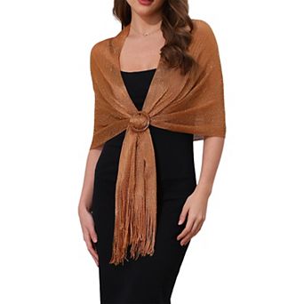 Women's Shawls and Wraps Sparkly Shiny Shimmer Dressy with Buckle