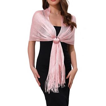 Women's Shawls and Wraps Sparkly Shiny Shimmer Dressy with Buckle