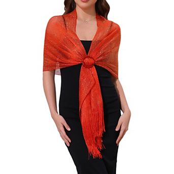 Women's Shawls and Wraps Sparkly Shiny Shimmer Dressy with Buckle