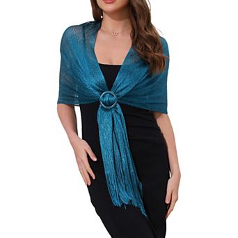 Women's Shawls and Wraps Sparkly Shiny Shimmer Dressy with Buckle
