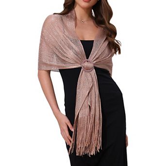 Women's Shawls and Wraps Sparkly Shiny Shimmer Dressy with Buckle