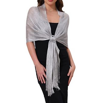 Women's Shawls and Wraps Sparkly Shiny Shimmer Dressy with Buckle