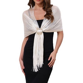 Women's Shawls and Wraps Sparkly Shiny Shimmer Dressy with Buckle